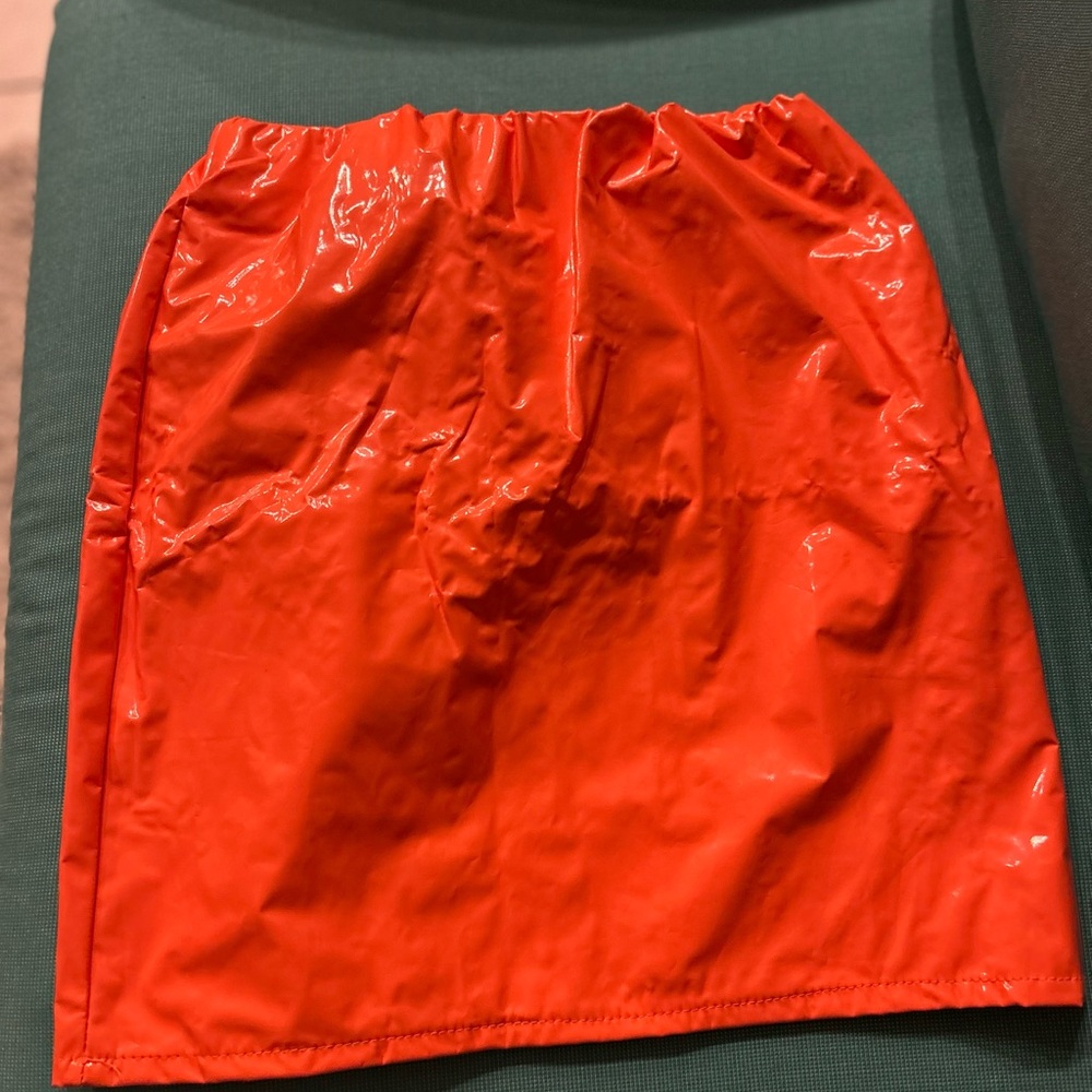 Vibrant Orange Faux Leathet Pencil Skirt for Athletic Style